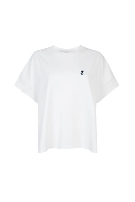 'SS' Signature Embroidered T Shirt - White