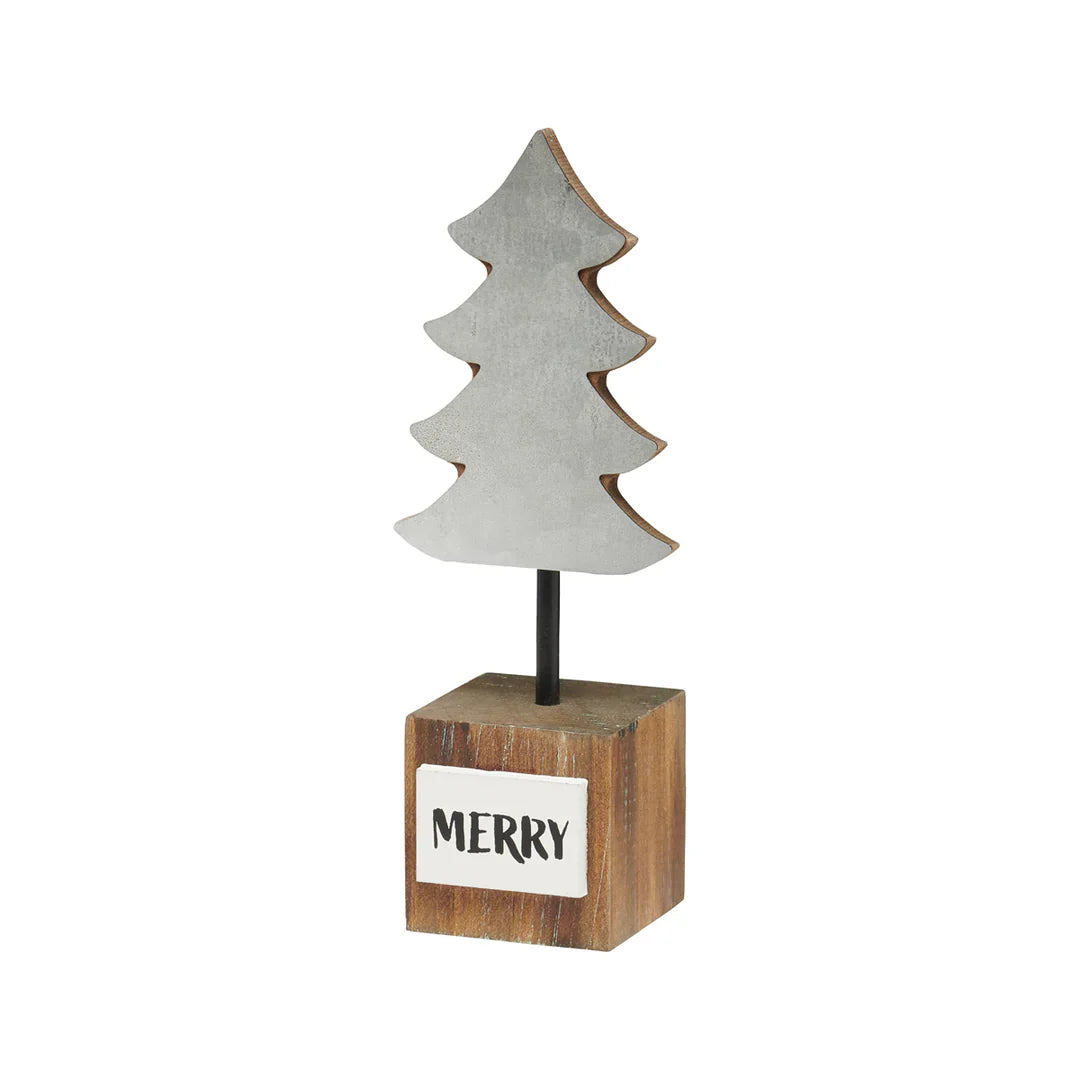 'Merry' Galvanized Tree on Base