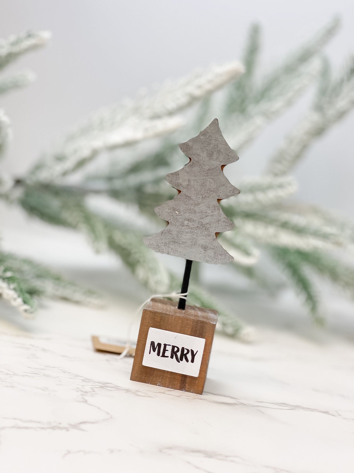 'Merry' Galvanized Tree on Base