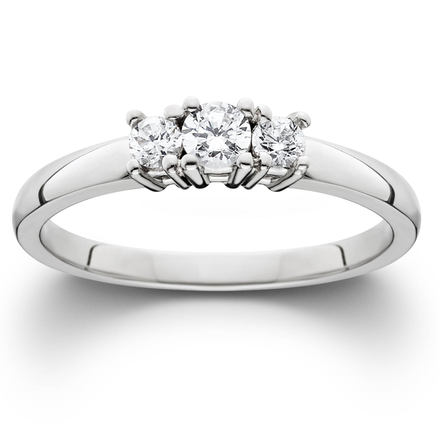 1/2ct Three Stone Diamond Ring 14K White Gold