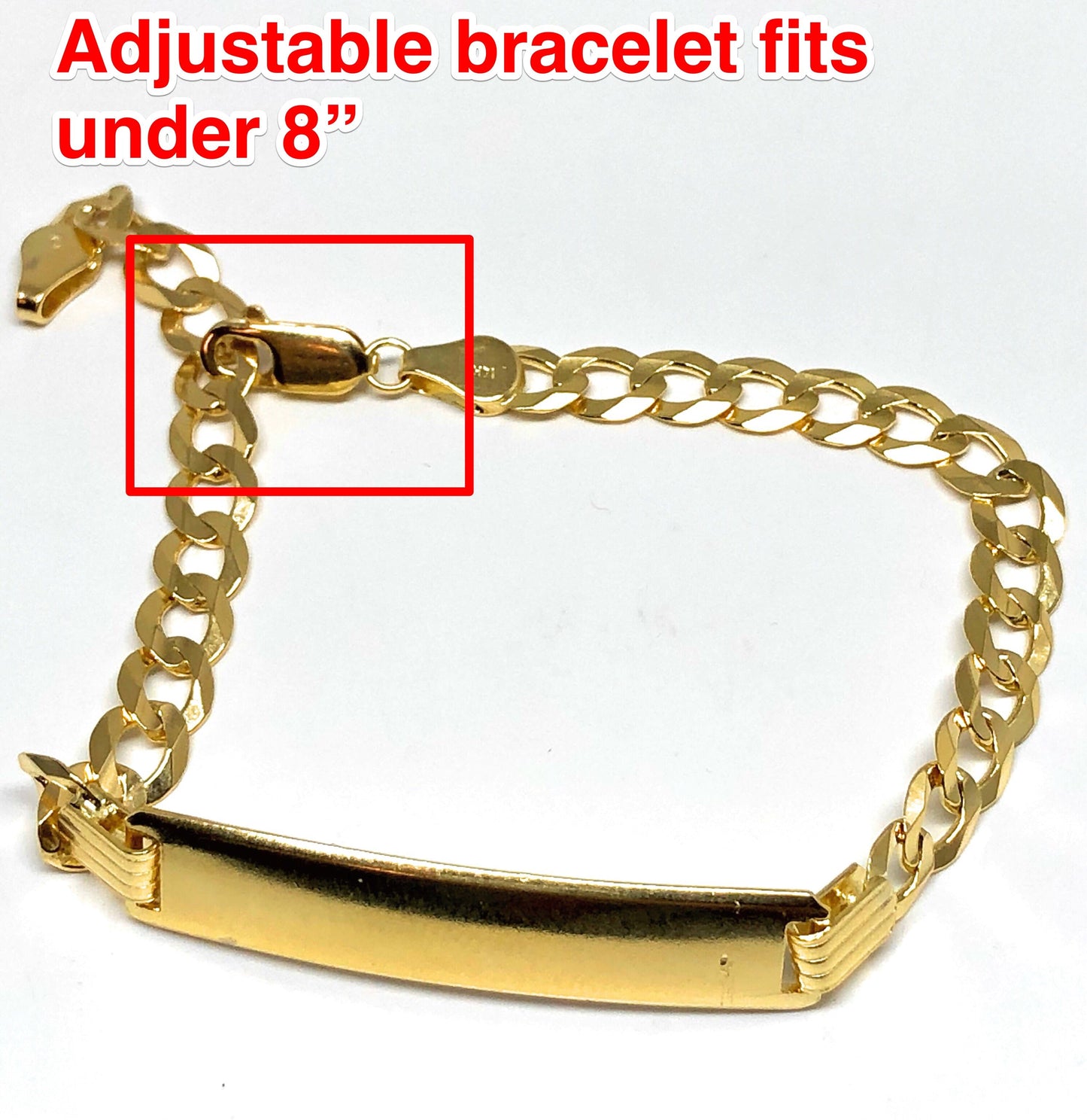 14k Solid Gold Yellow Cuban Link Brracelet 7-8.5 inch length 6.5mm Width (Free Engraving, Email us name!)